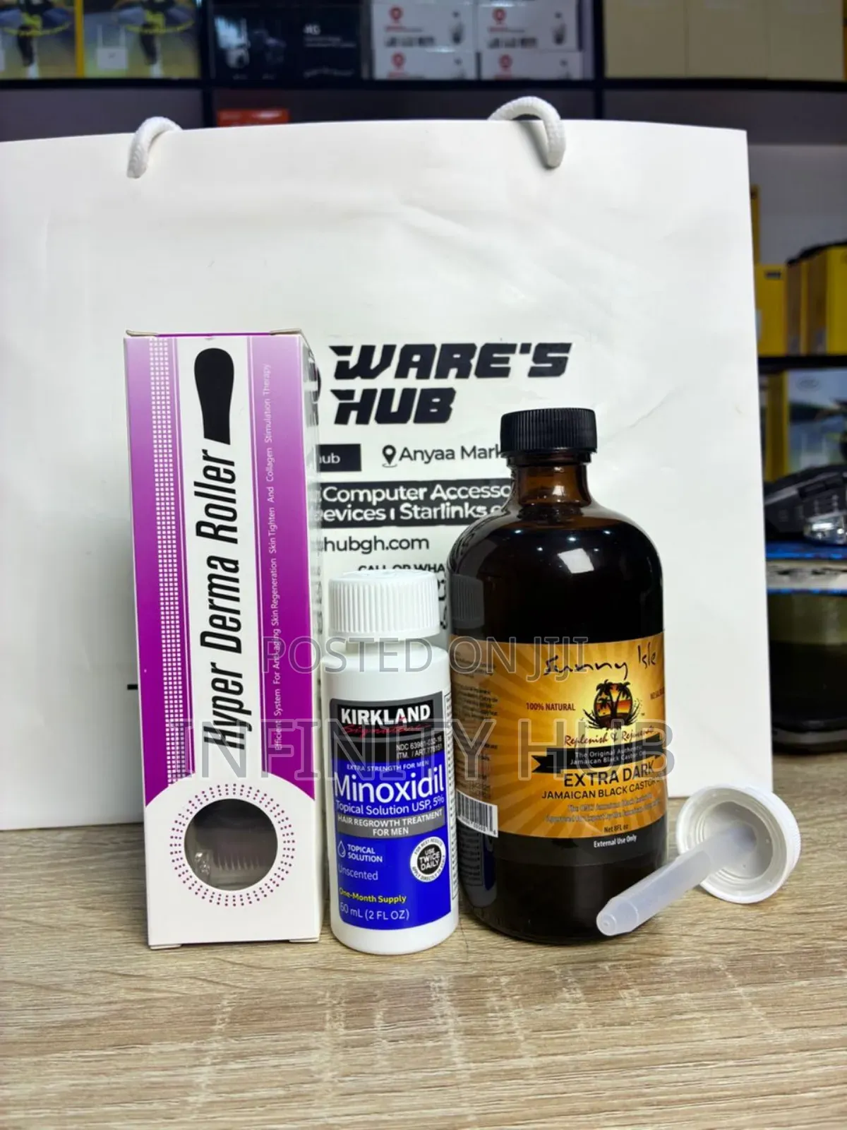 Kirkland Minoxidil ,Derma Roller and Castar Oil Large Size