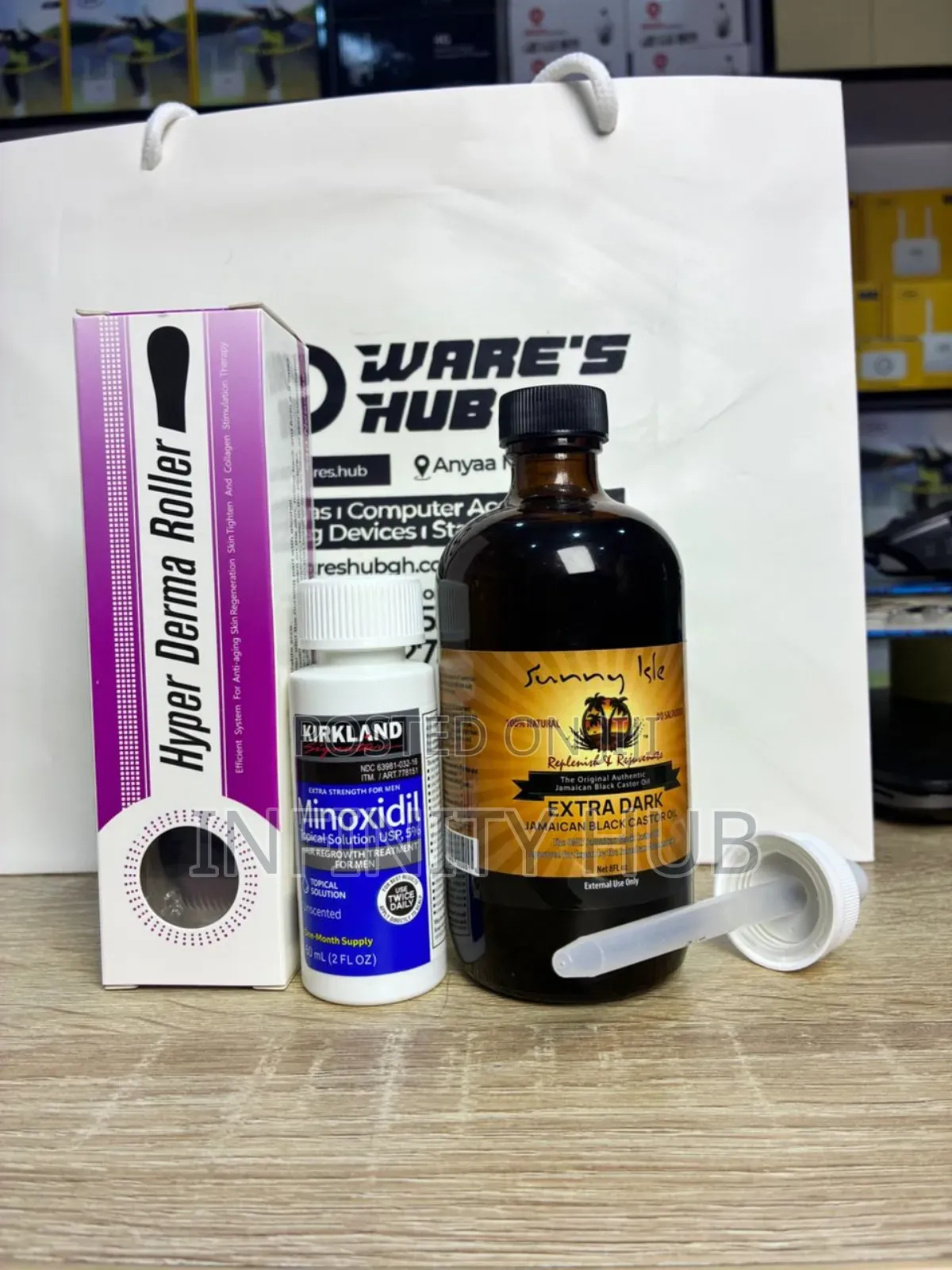 Kirkland Minoxidil ,Derma Roller and Castar Oil Large Size