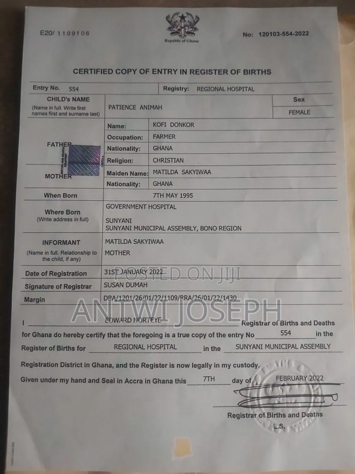 Birth Certification And Passport Services(Moa)