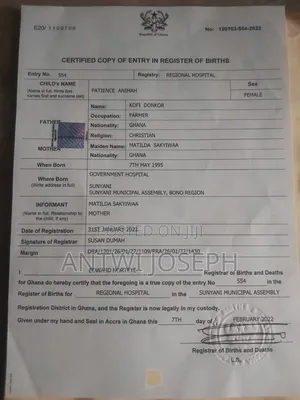 Birth Certification And Passport Services(Moa)