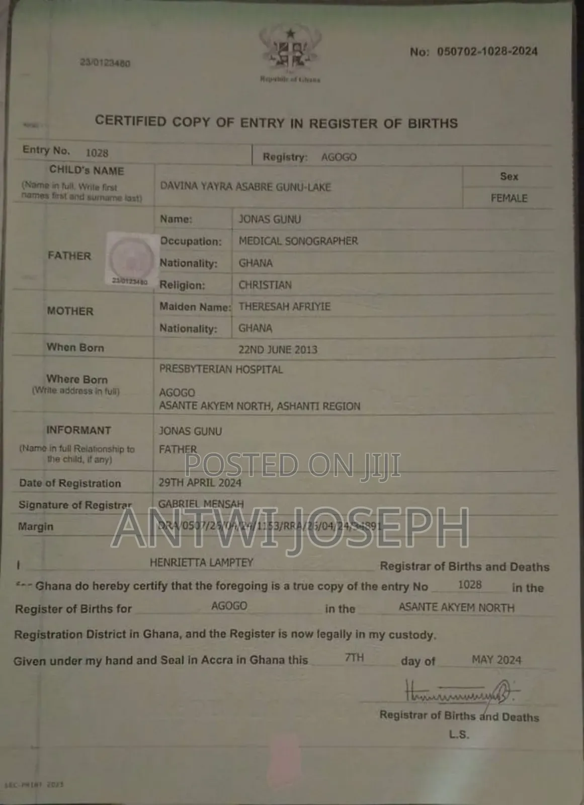 Birth Certification And Passport Services(Moa)