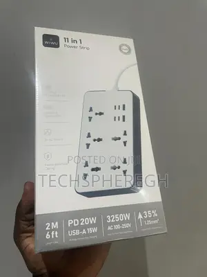 Wiwu 11-in-1 Gan Power Strip - 20w Pd Fast Charger Extension -new