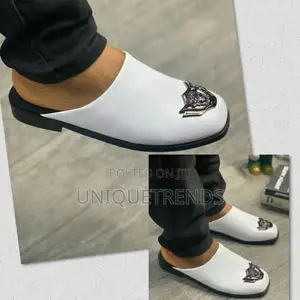 Luxurious Black Versace Leather Half Shoes (Black & White)