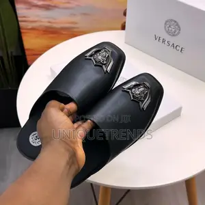 Luxurious Black Versace Leather Half Shoes (Black & White)