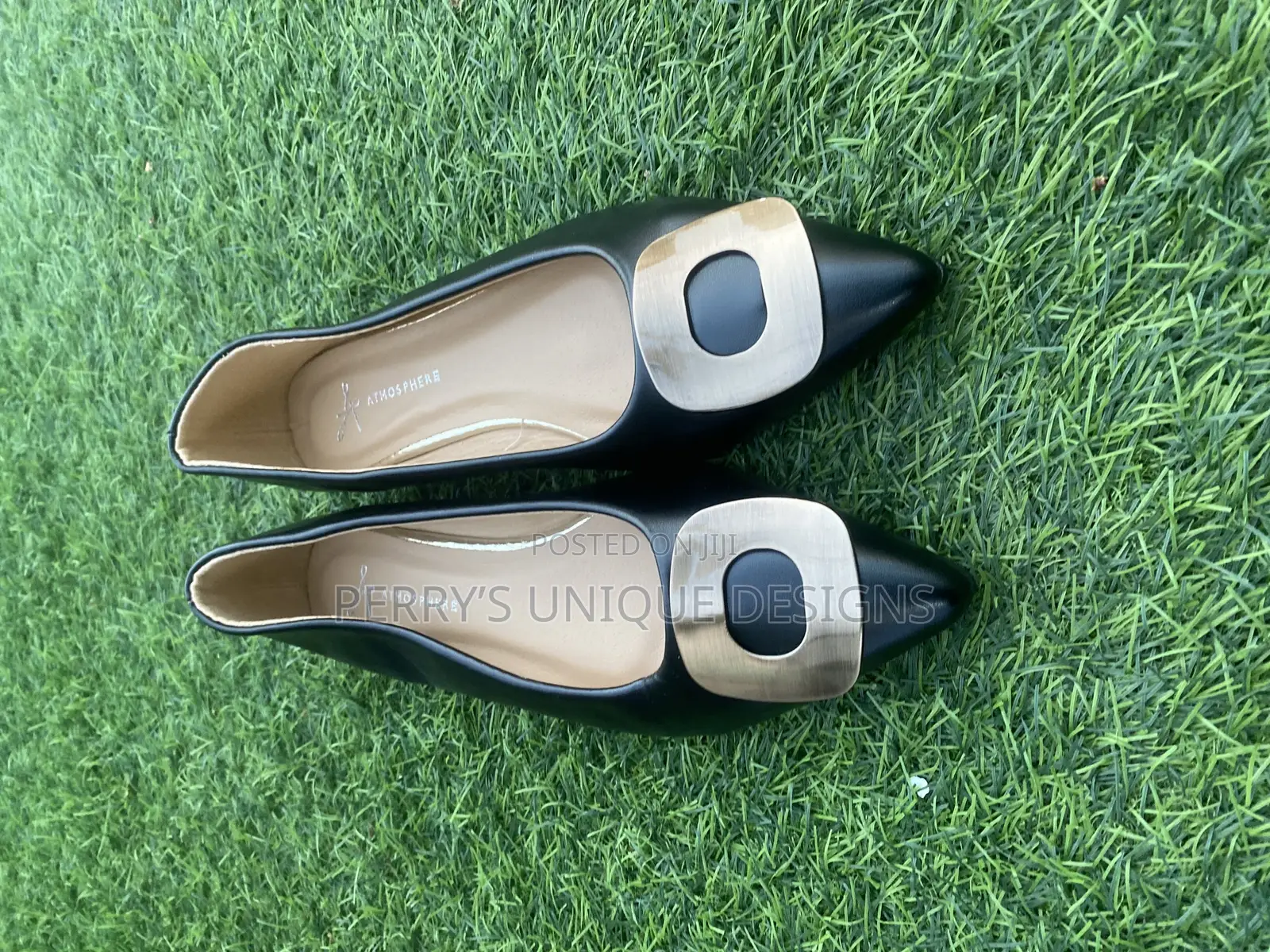 Midnight Luxe Buckle Flats - Black