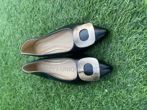 Midnight Luxe Buckle Flats - Black