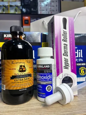Kirkland Minoxidil,Derma Roller and Castar Oil Large Combo