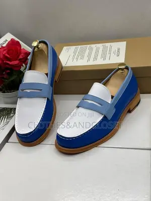 Blue and White J.M. Weston 180 Loafers