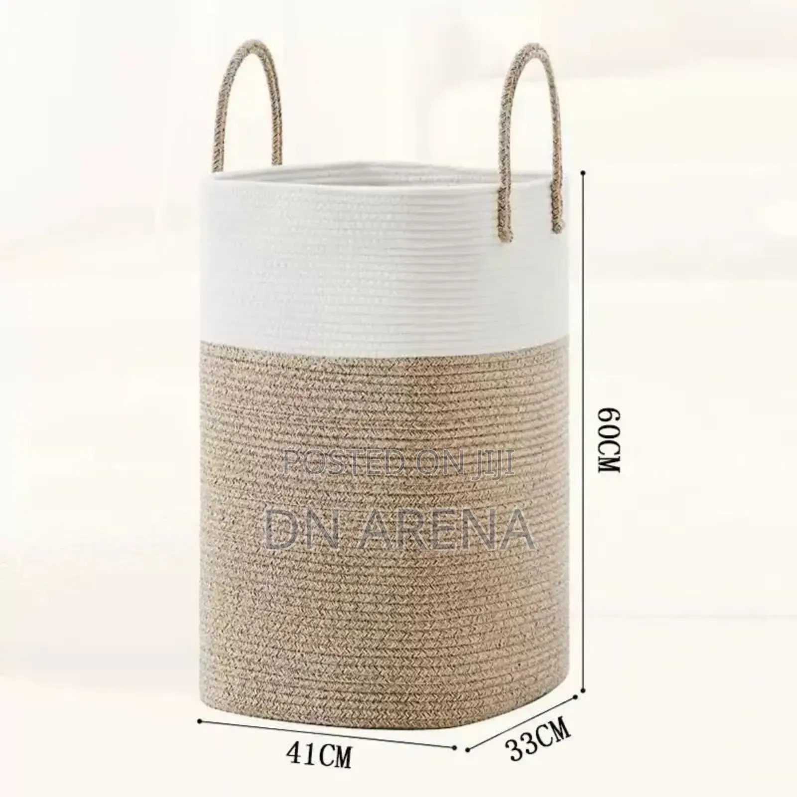 Woven Rope Laundry Hamper Basket a Stylish Two-Tone Design