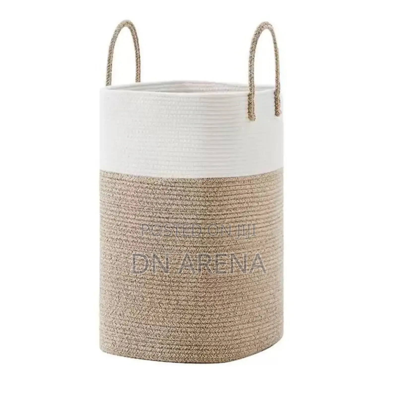 Woven Rope Laundry Hamper Basket a Stylish Two-Tone Design