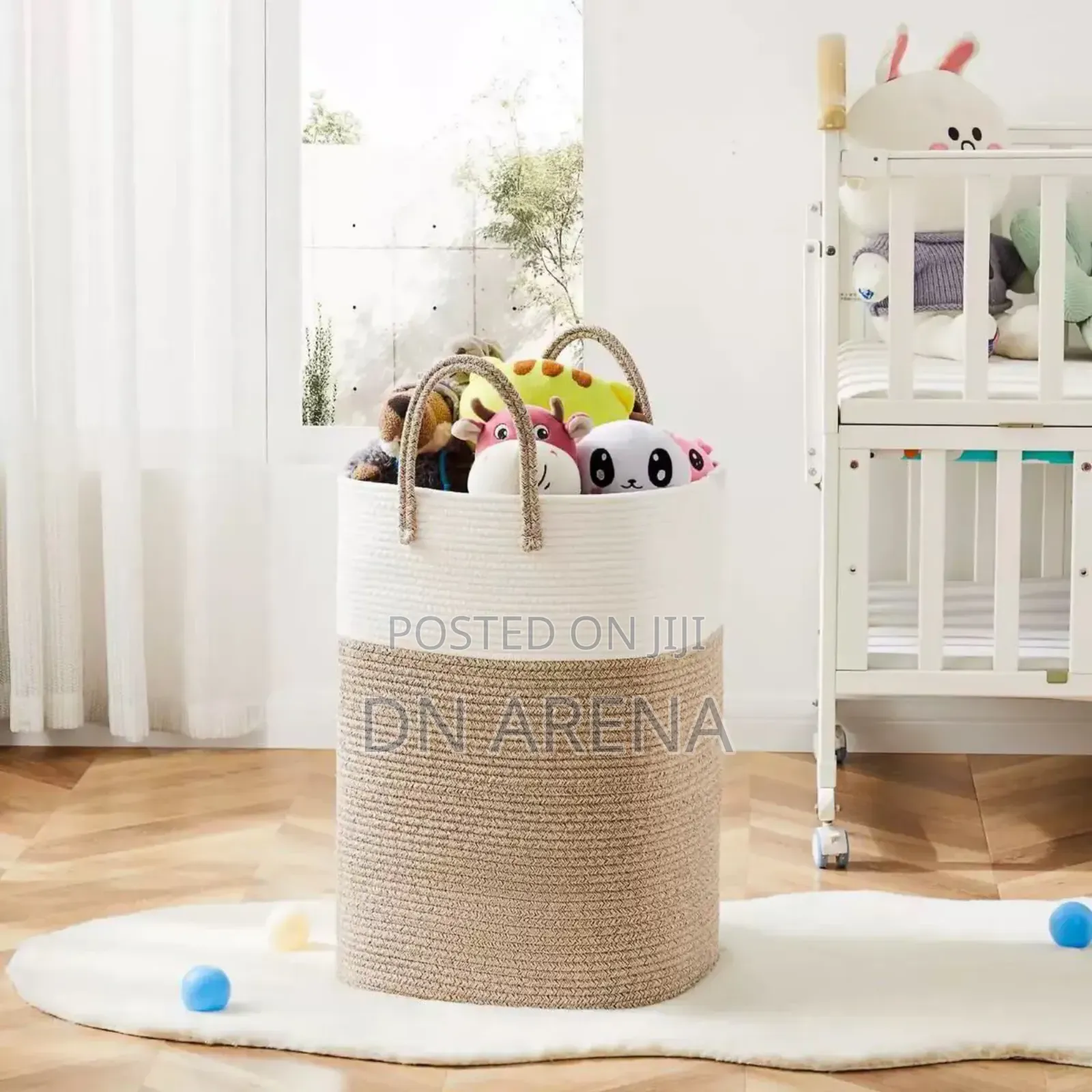 Woven Rope Laundry Hamper Basket a Stylish Two-Tone Design