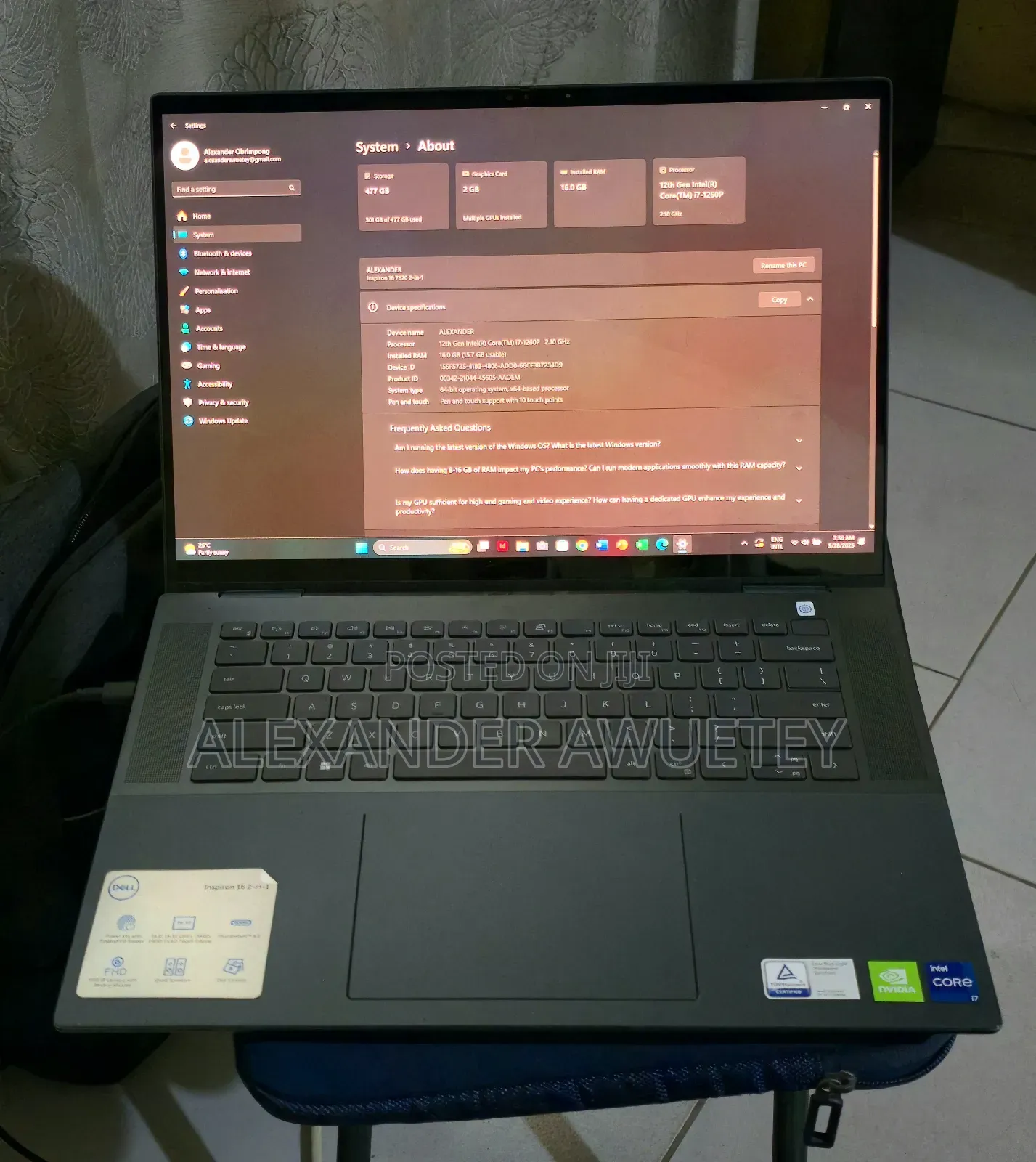 Laptop Dell Inspiron 16 7630 16GB Intel Core i7 SSD 512GB