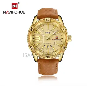Gold Leather Naviforce Watch