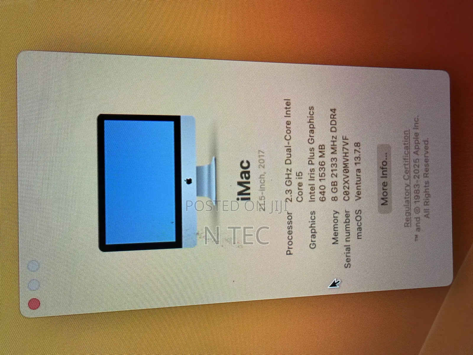 Desktop Computer Apple iMac 8GB Intel Core i5 SSD 256GB