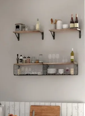 Floating Shelves Iron Rack Organizer Shelf - Brown