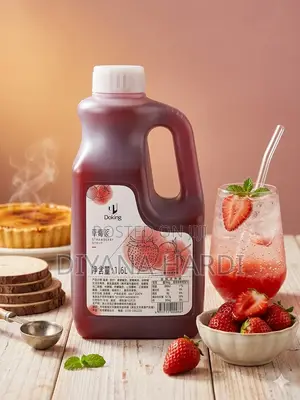Premium 1.6l Strawberry Fruit Puree Syrup for Boba, Drinks Smoothies