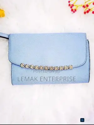 Ladies Purse Light Blue Diamond Design