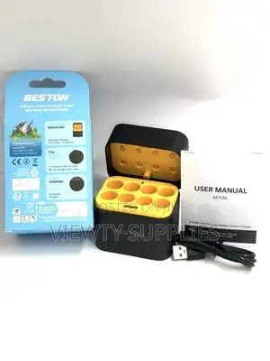 Beston 8-Slot Charger With 8 Aa Lithium Rechargeable Batteries