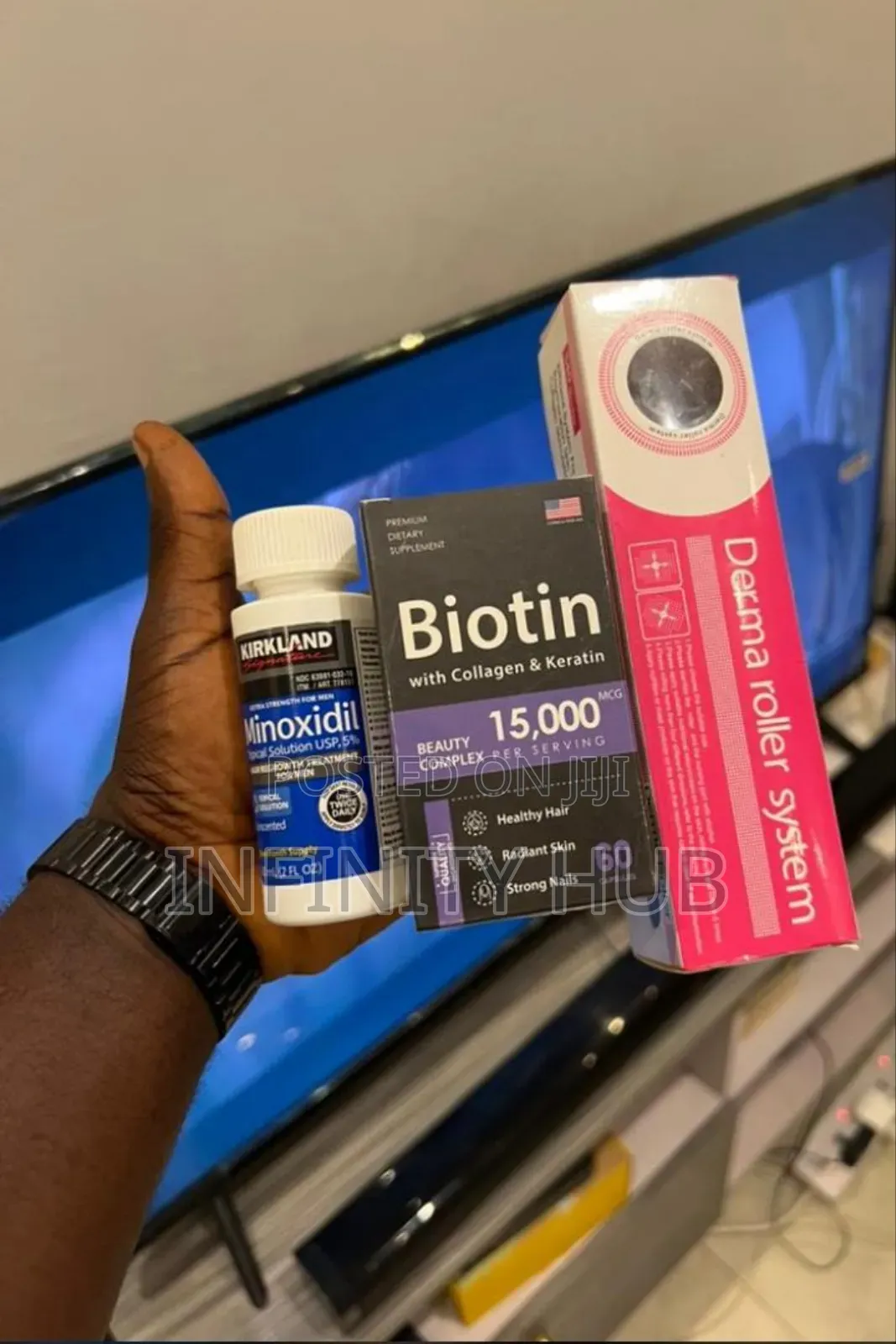 Keratin Biotin, Kirkland Minoxidil and Derma Roller