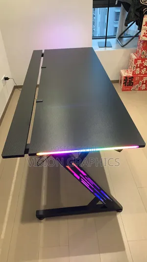 Modern Carbon Fibre Argb Gaming Computer Desk/Table With Remote
