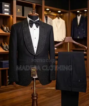 Luxury Royal Blue Beaded Shawl Lapel Tuxedo Suit