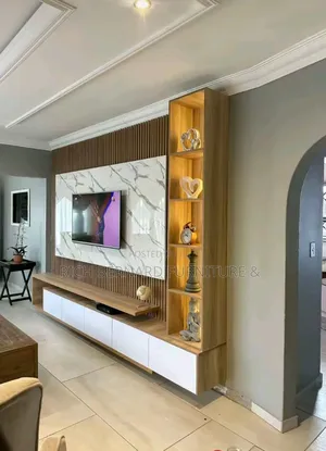 Modern Marble Wood Tv Unit