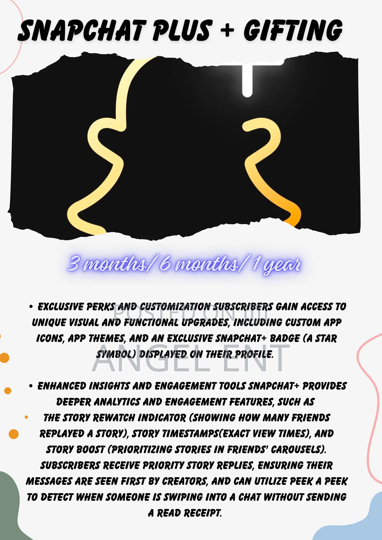 Snapchat + Gifting Available (3 Months/6 Months/1 Year)