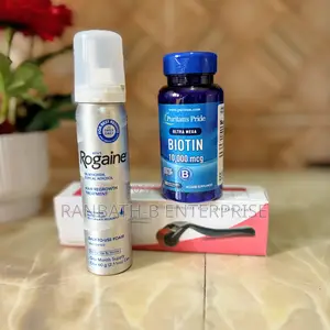 Rogaine Minoxidil Plus Puritan Biotin Plus Derma Roller
