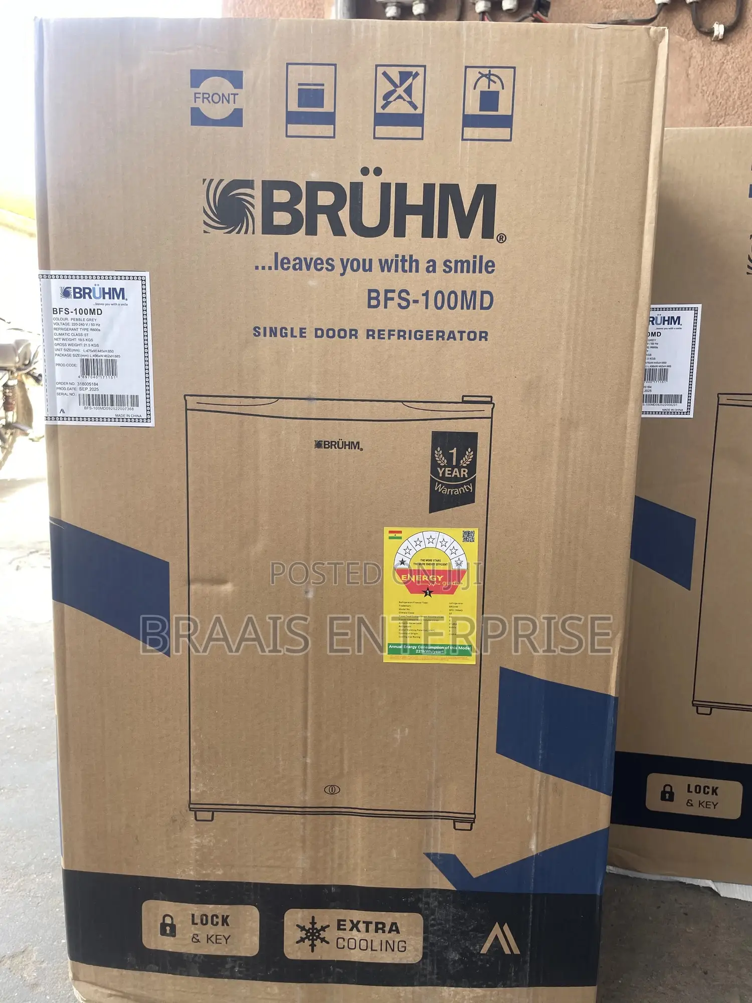 Bruhm 90l Single Door Fridge