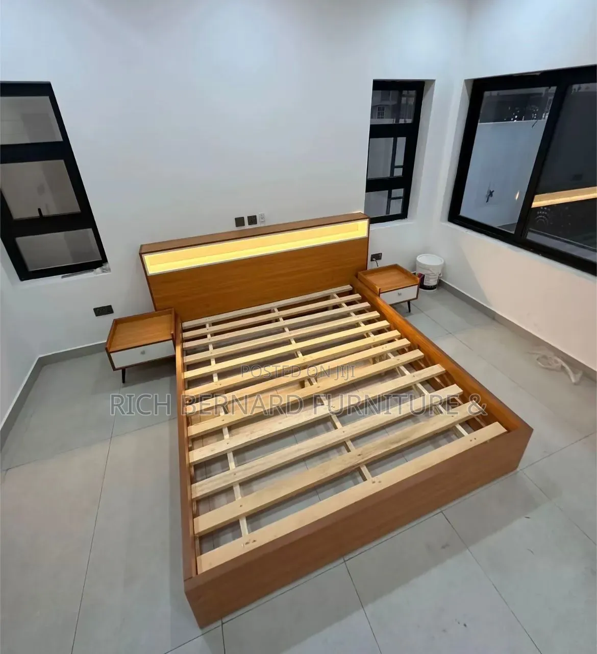 Modern King Size Bed With Led Headboard