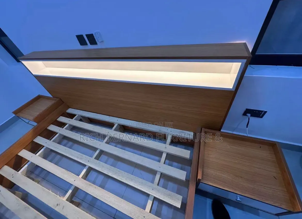 Modern King Size Bed With Led Headboard