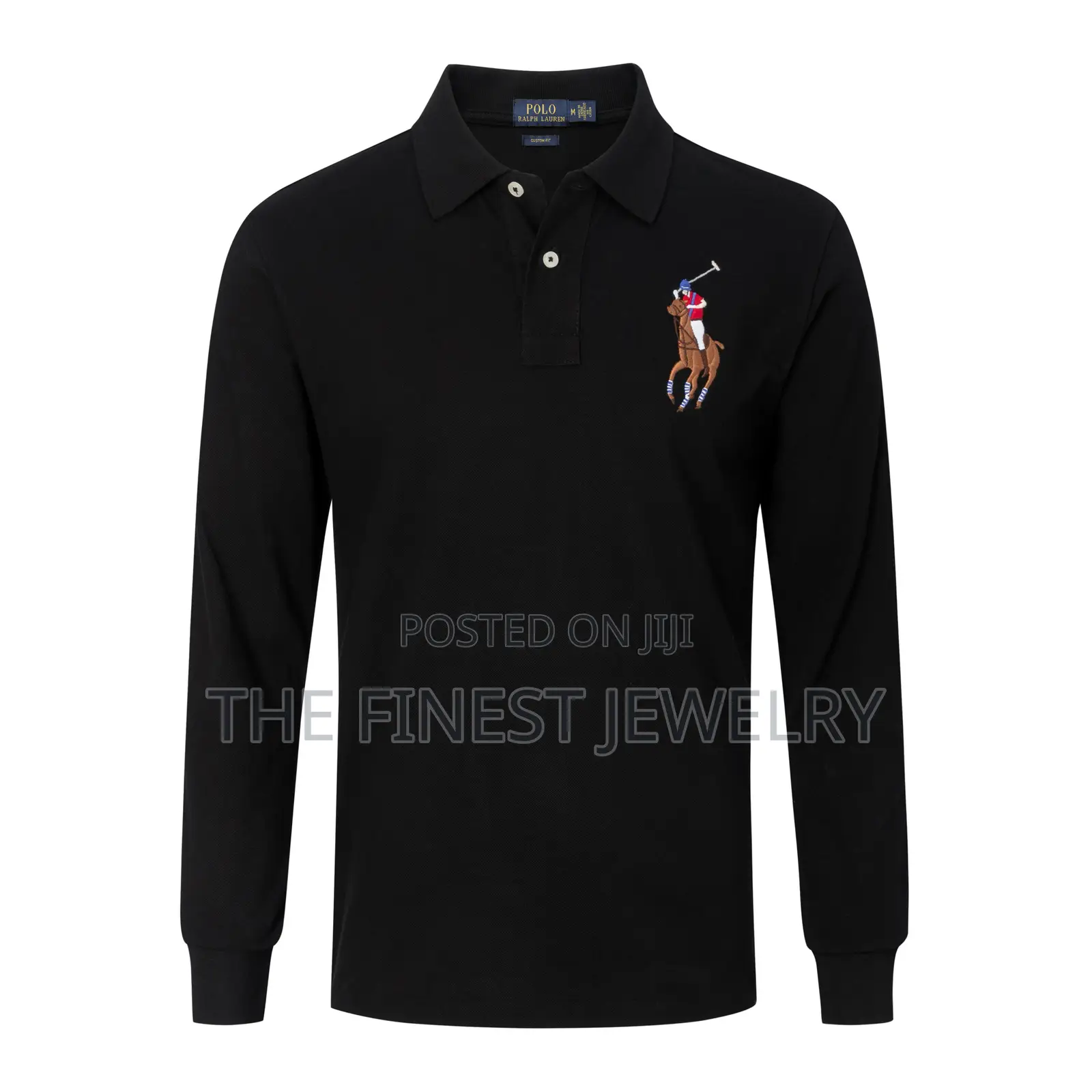 Polo Ralph Lauren Slim Fit Mesh Long-Sleeve Polo Shirt in Black