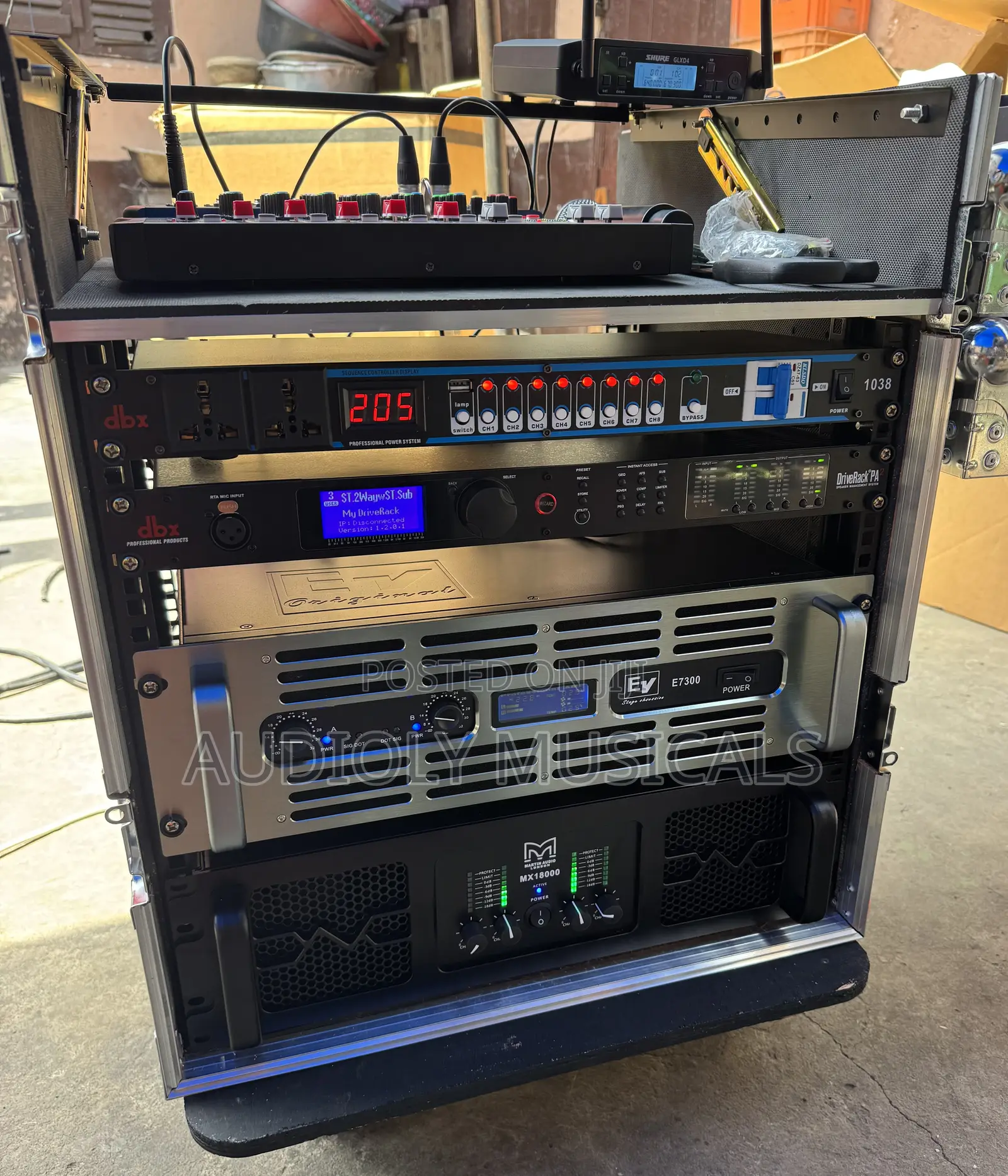 Full Set of Sound System ( Ev Speakers and Full Rack)