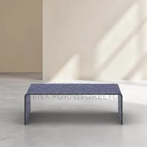 Glass Coffee Table(Smoky Blue)