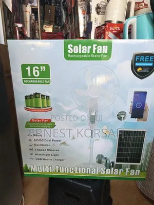 16" Solar Rechargeable Standing Fan