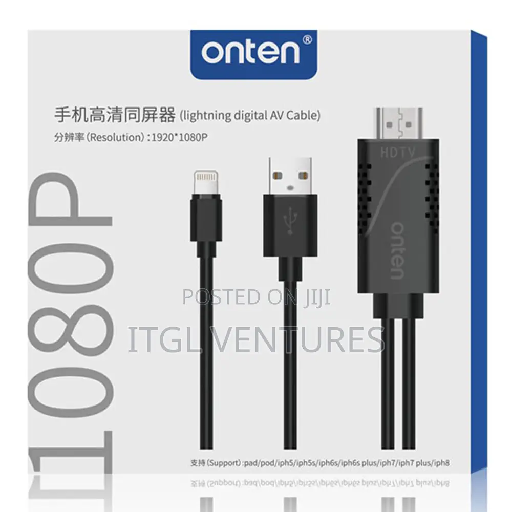 Onten Lightning to Hdmi 1080p Cable Adaptor Tv Digital Av