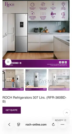 Brand New Roch Refrigerators 307 Litres (Rfr-360bd-B) Water Dispenser