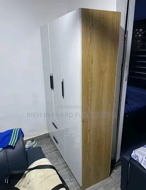 Modern White Wood Grain 2in1 Wardrobe