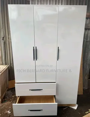 Modern White Wood Grain 2in1 Wardrobe