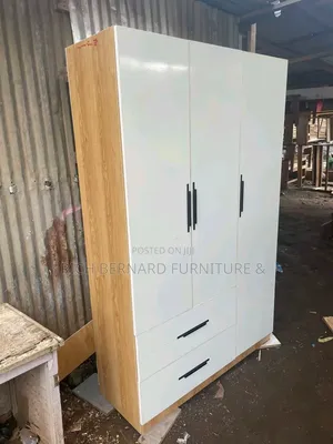 Modern White Wood Grain 2in1 Wardrobe