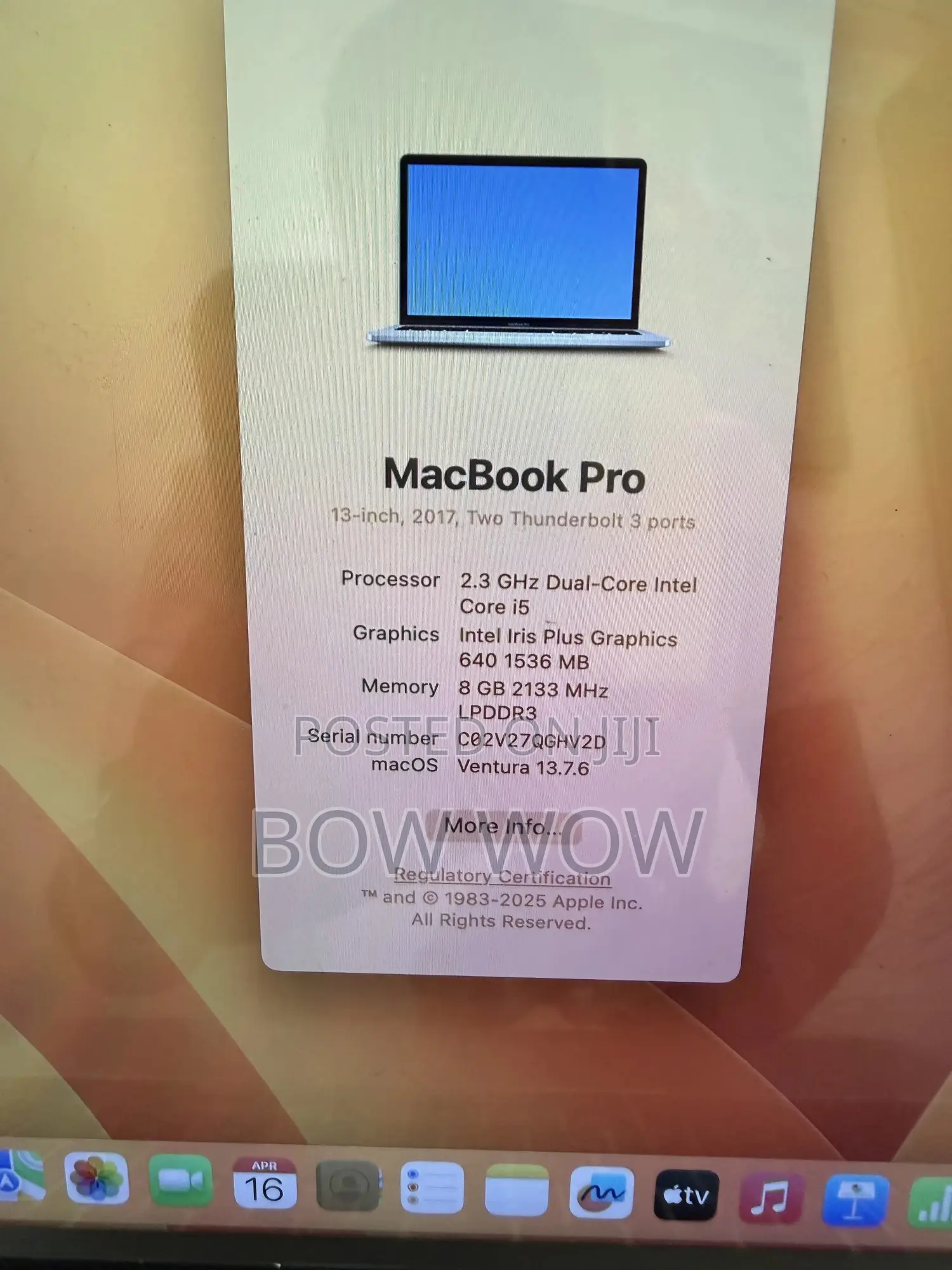 Laptop Apple MacBook Pro 2017 8GB Intel Core i5 SSD 128GB