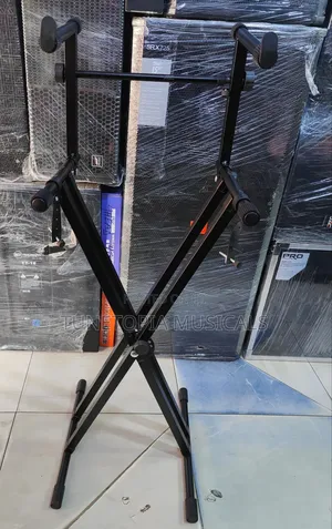 2-Tier, Double-Braced X-Style Adjustable Keyboard Stand.