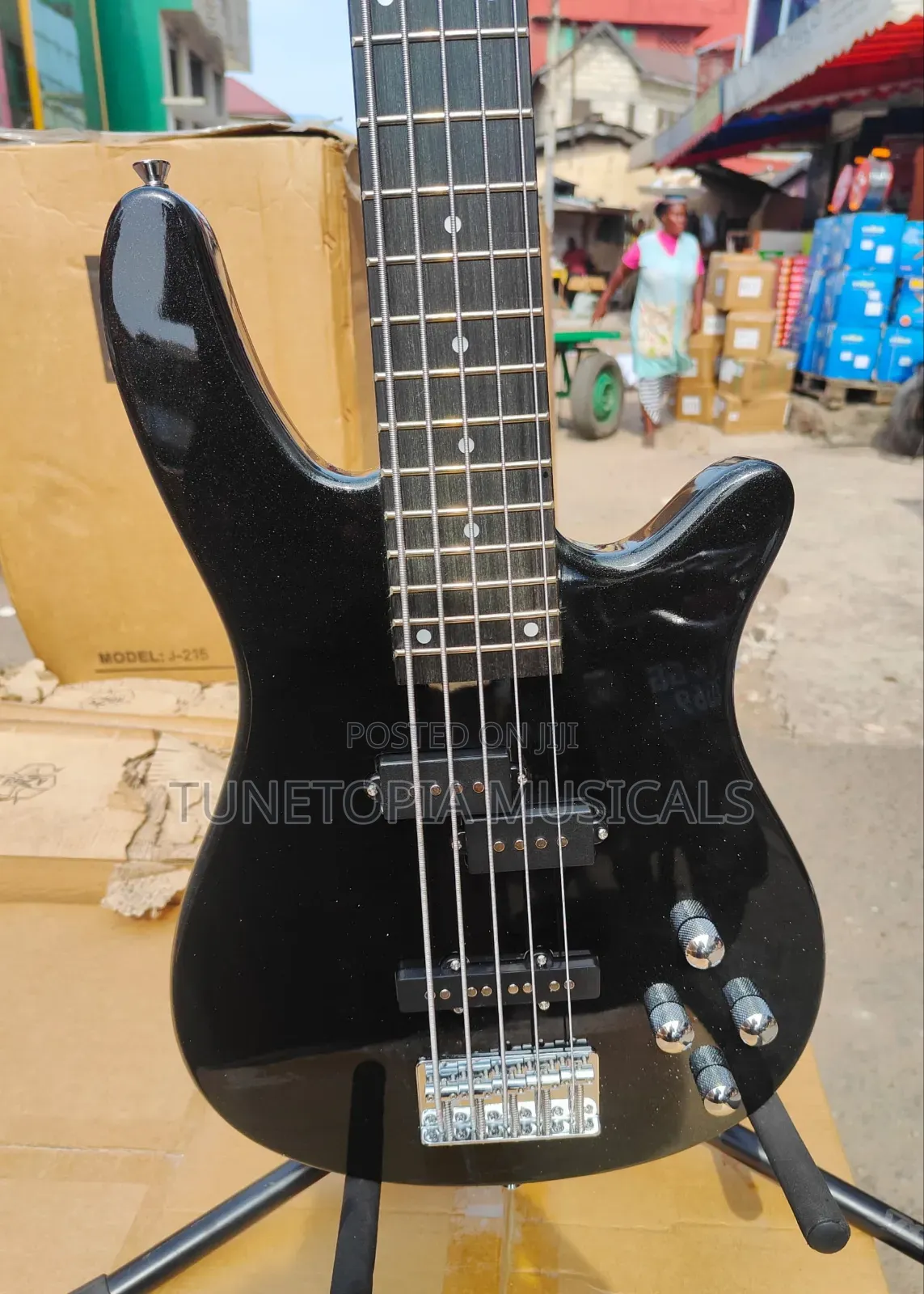 Ibanez Gio Series 5-String Electric Bass Guitar in Black.
