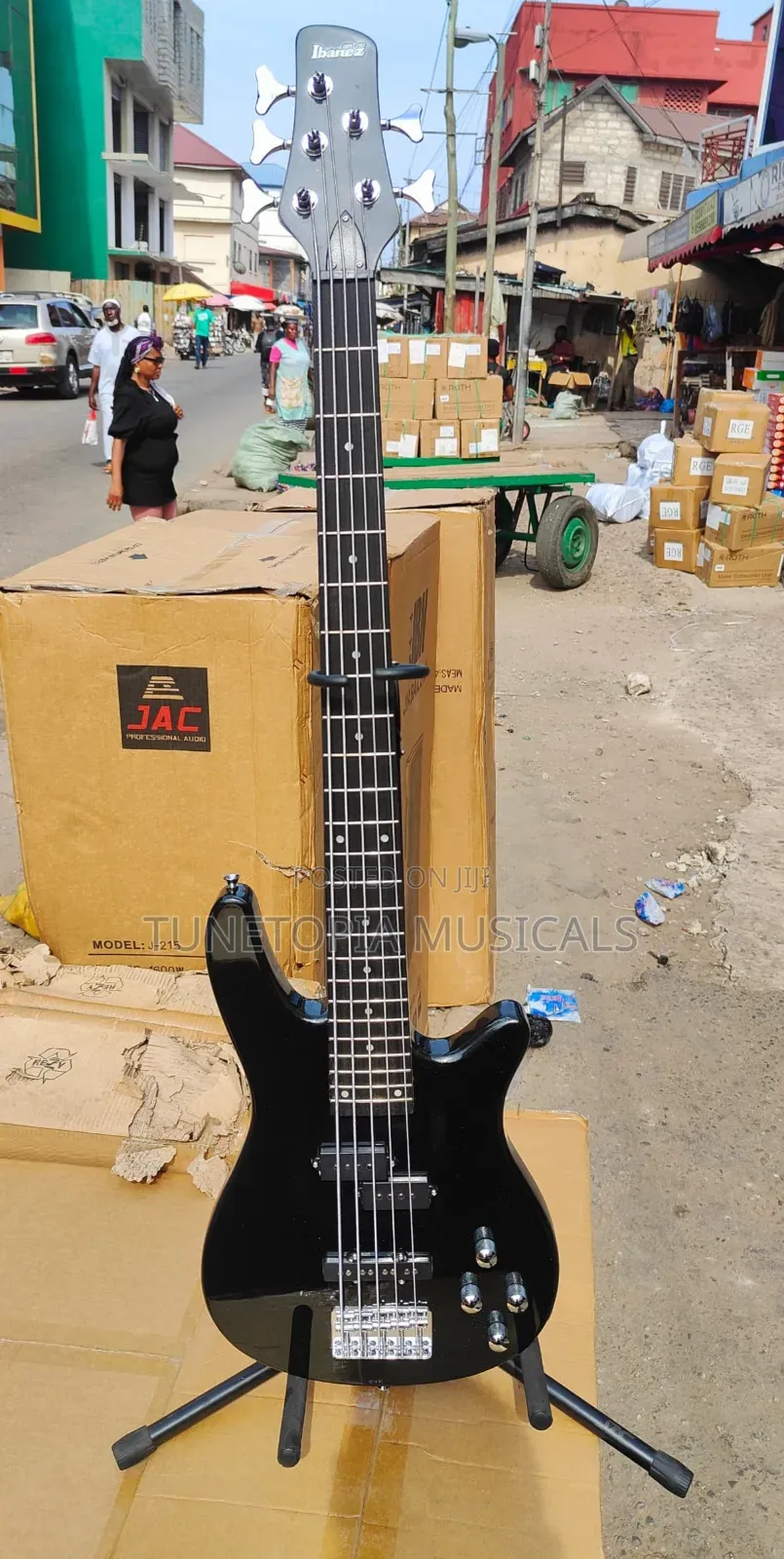 Ibanez Gio Series 5-String Electric Bass Guitar in Black.