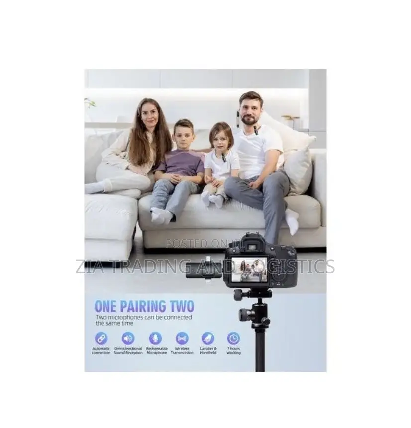Wireless Microphone Set -Dual Clip-on Mics With Multi-Device Receiver