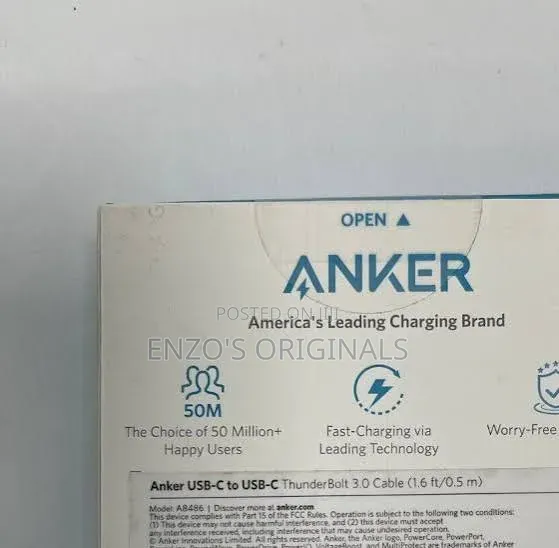 Anker Branded Thunderbolt 3 Cable for External Devices and Gadgets