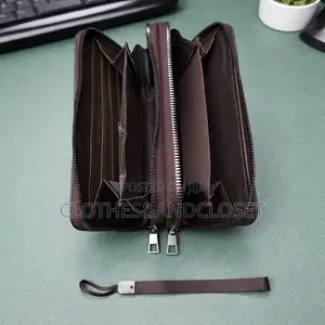 Karya Brand Dark Brown Long Zip-Around Clutch Wallet