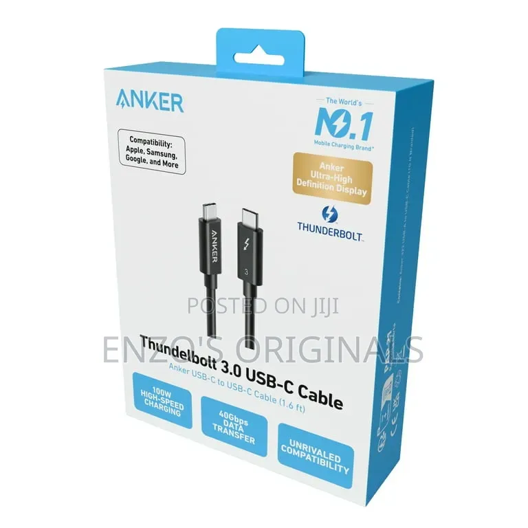 Anker Branded Thunderbolt 3 Cable for External Devices and Gadgets