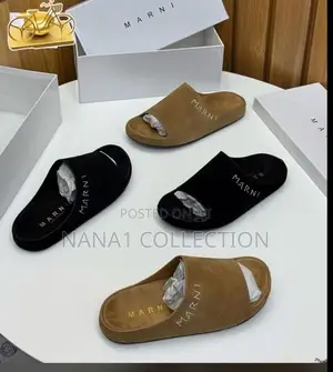 Marni - Logo Embroidered Suede Slide