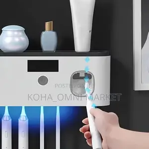 Smart Wall-Mount Toothbrush Holder + Sterilizer+ Toothpaste Dispenser